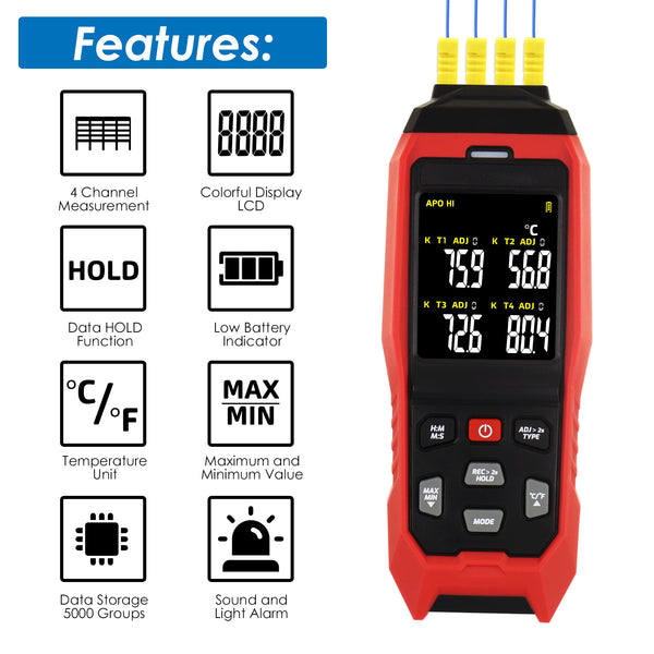 Thermocouple thermometer - TEDM - Borletti - with LCD display / °C