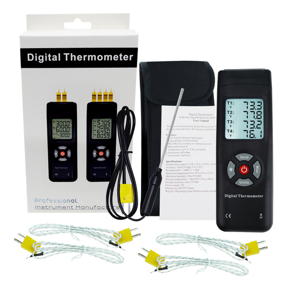 RS PRO, RS PRO Thermocouple Barcode Scanning Digital Thermometer for HVAC,  Industrial Use, E, J, K, N, R, S, T Probe, 1, 204-8411