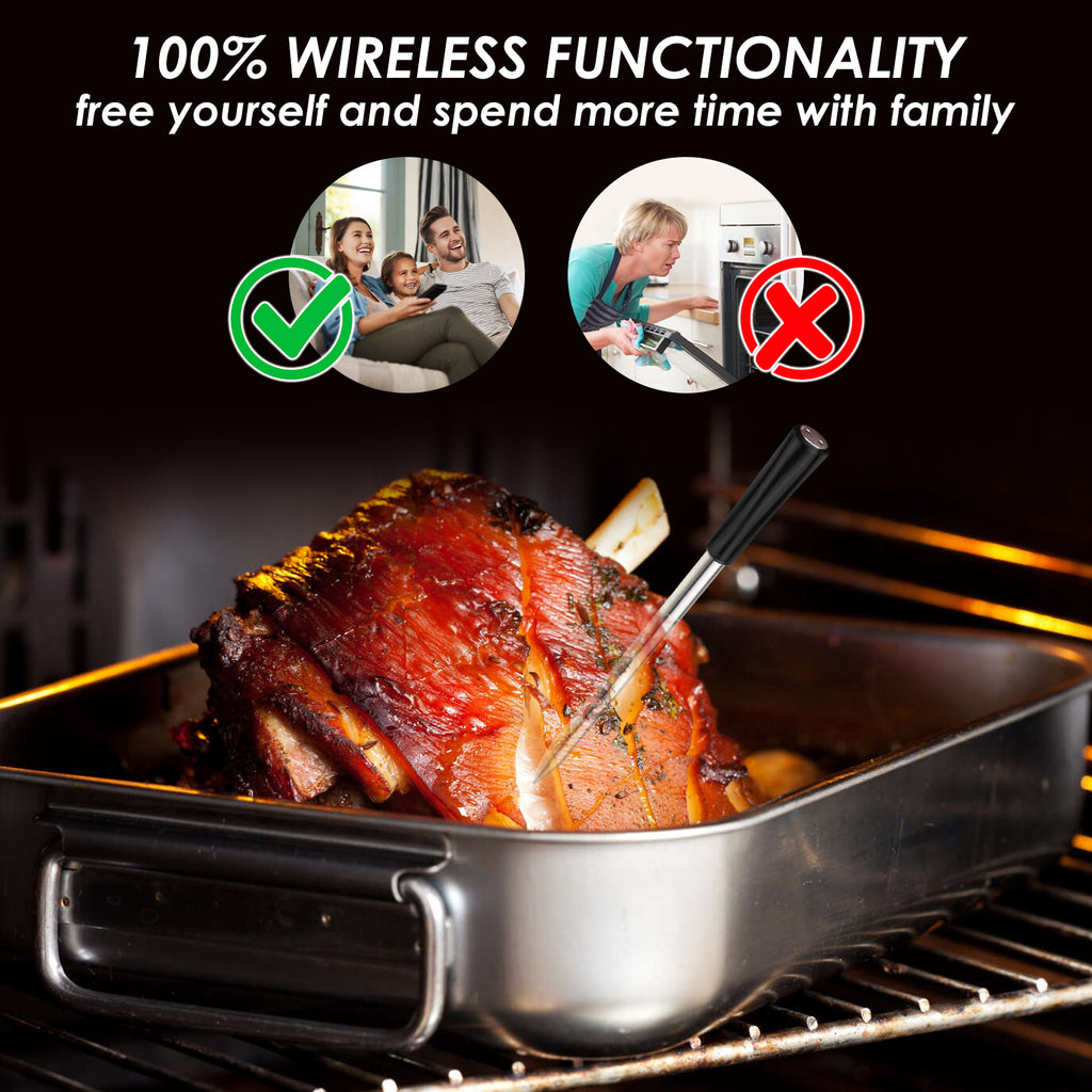 Smart Wireless Meat Thermometer Bluetooth 98.42ft Range for Oven