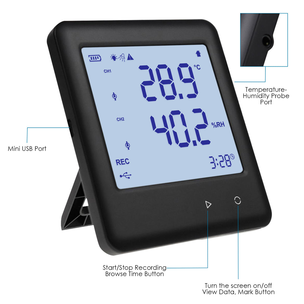 Temperature Datalogger Humidity Backlight Indicator