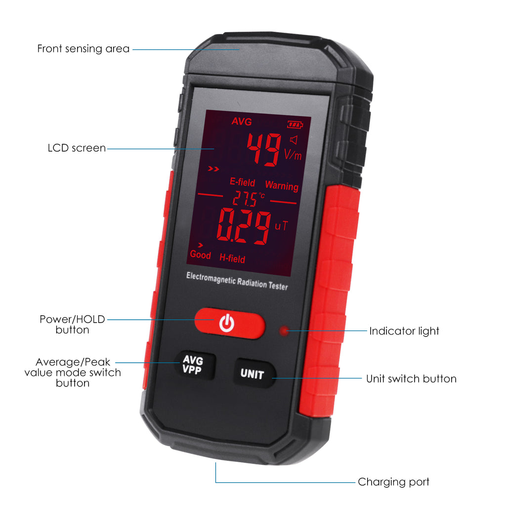 TK347PLUS Rechargeable EMF Meter Electromagnetic Radiation Tester Dete –  Tekcoplus Ltd.