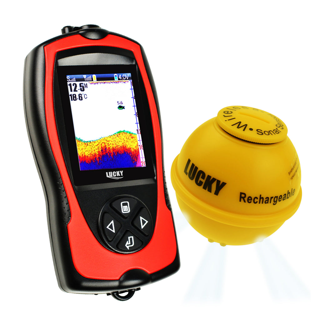 FF-1108-1CWLA LUCKY Wireless Fish Finder Rechargeable Fishfinder Colored  LCD Fish Attractive Lamp