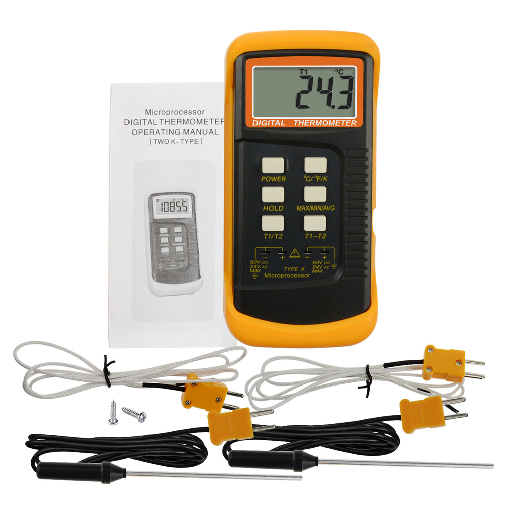 THTK-830 K-Type Thermometer with Thermocouple Sensor 1300°C / 2372°F  Measure Selectable °C °F & K