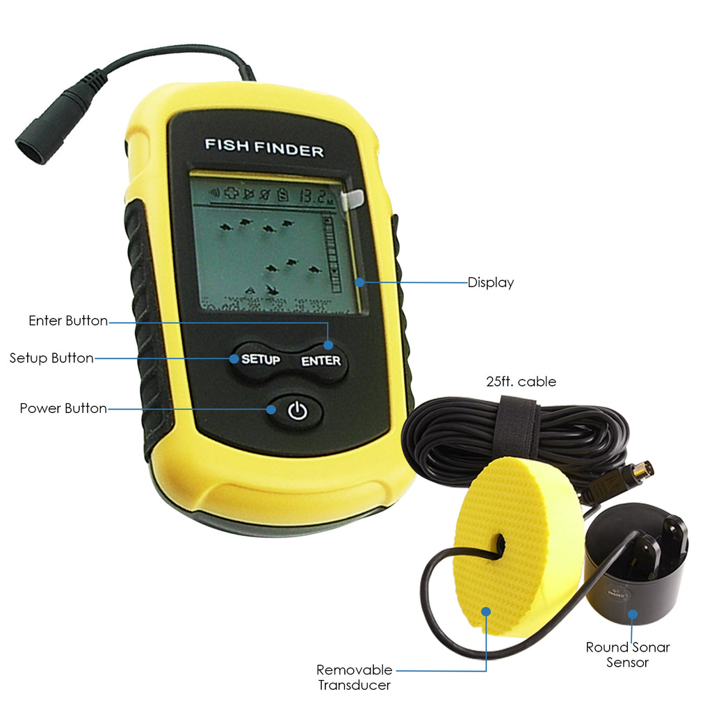 FF-1108-1 LUCKY 100M Fishfinder Sonar Transducer 12M Cable for Boat, Kayak,  Ocean, Ice, Lake Fishing