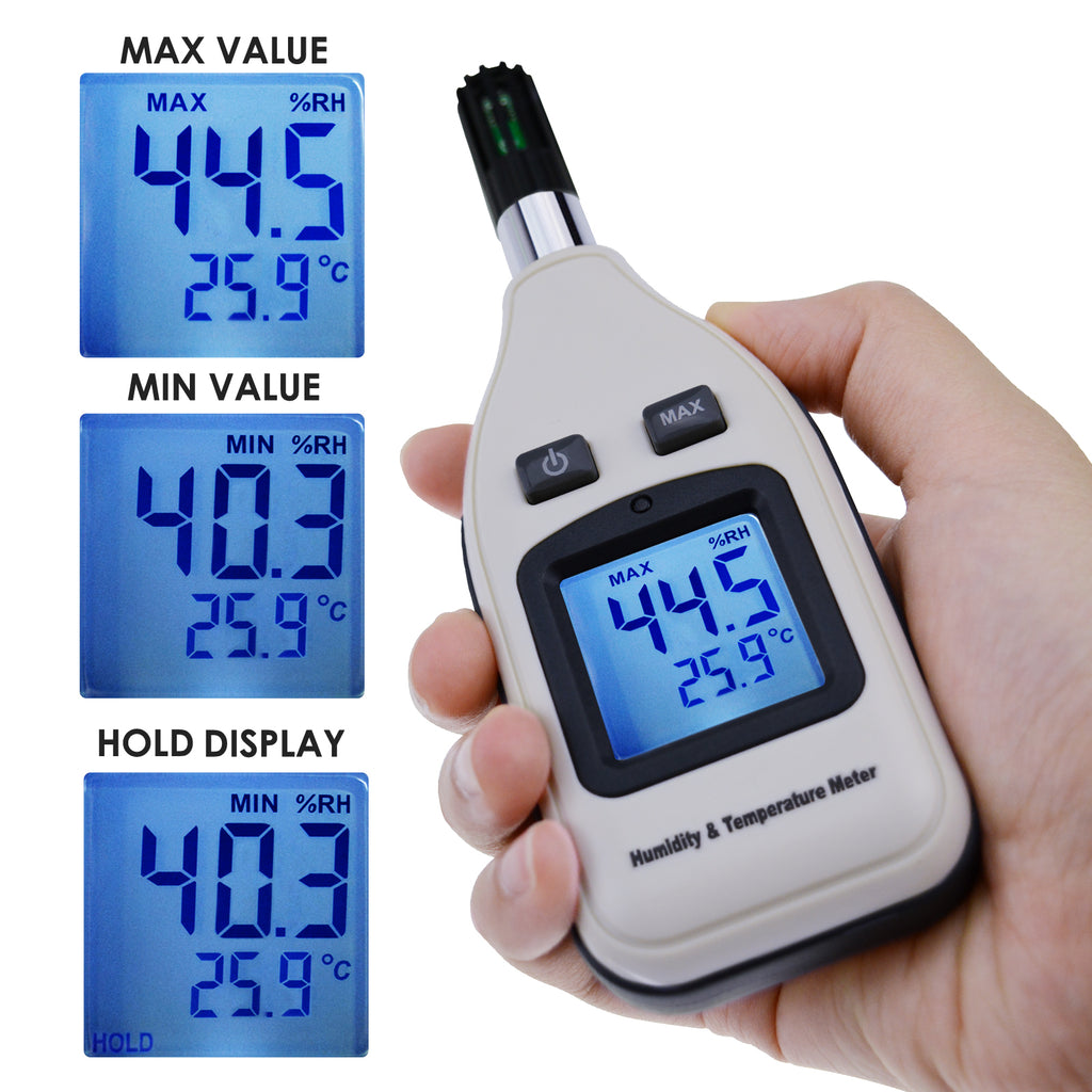 High-Temperature Analog Humidity-Temperature Meter in Stainless Steel Case