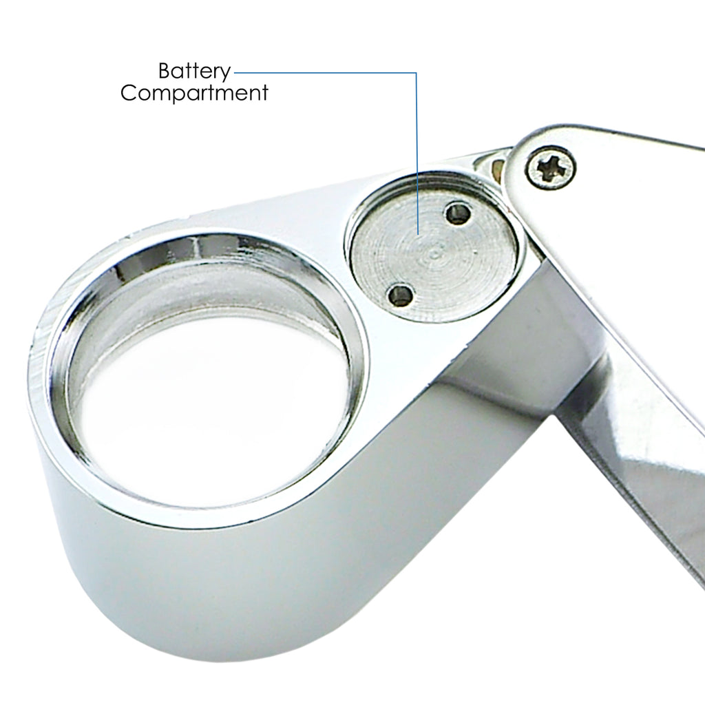 Illuminated Jewelers Eye Loupe Magnifier, 40x Pocket Folding Magnifying  Glass Jewelry Magnifier with LED Jewelry Loupe for Coins Watches
